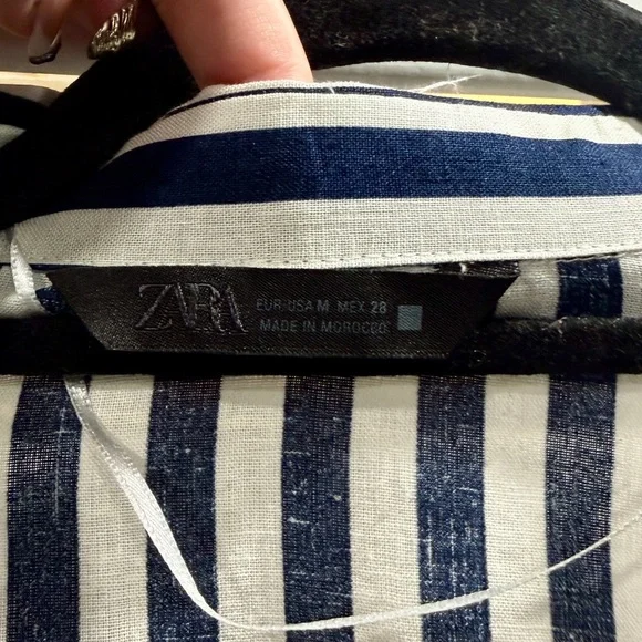 Zara Navy and White Striped Long Sleeve Dress - Picture 3 of 6